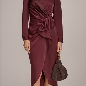 Donna Karan Rich Burgundy Long Sleeve Dress